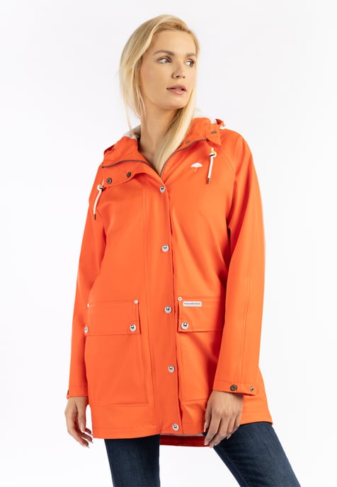 Schmuddelwedda Übergroßer Regenmantel Damen ORANGEROT-280 - Image 3