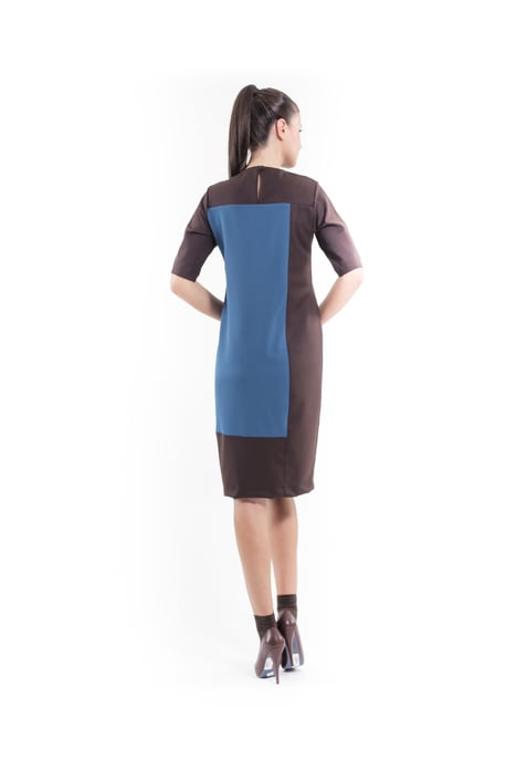 Contrast Fabric Shift Dress petrol