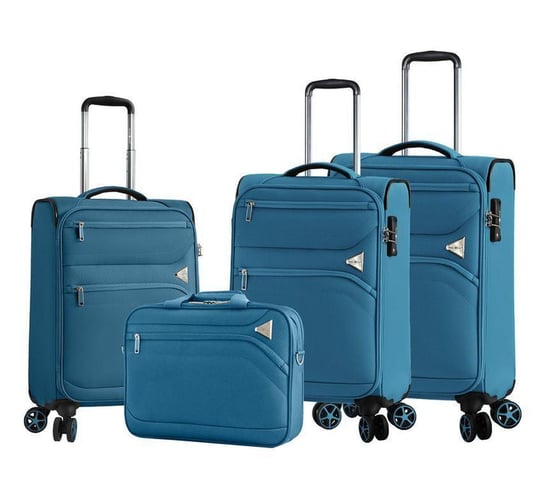 Lightweight Blue 8 Wheel Luggage Suitcases Set of 4