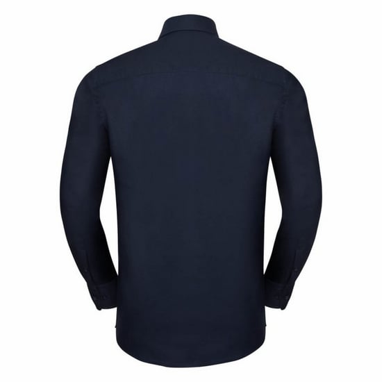Russell Collection Herren-Langarmhemd aus pflegeleichtem Oxford (Bright Navy) - Image 2