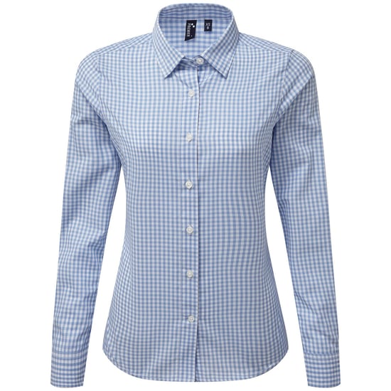 Premier - "Maxton" Hemd für Damen Langärmlig (Helles Marineblau/Weiß) - Image 1