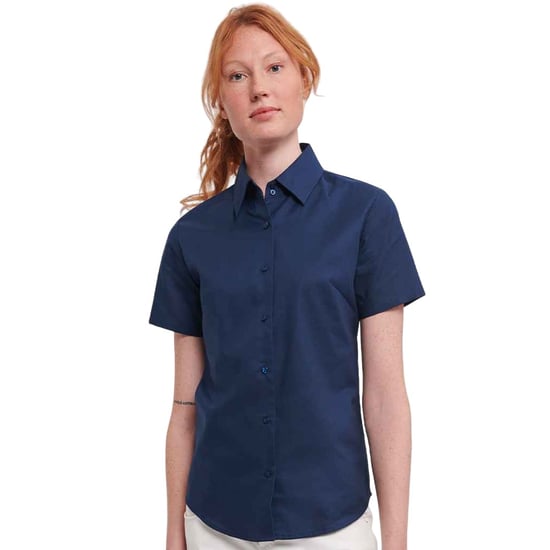 Russell Collection - Hemd für Damen kurzärmlig (Leuchtend Navy-Blau) - Image 4