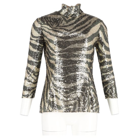 Dolce & Gabbana Zebra-Print Rollkragenoberteil in bunten Pailletten - Image 4