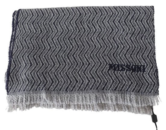 Echarpe unisexe en cachemire gris à motif zigzag pour hommes Missoni - Image 3