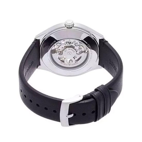 Emporio Armani AR60003 Automatische Skelett Herrenuhr aus schwarzem Leder - Image 2
