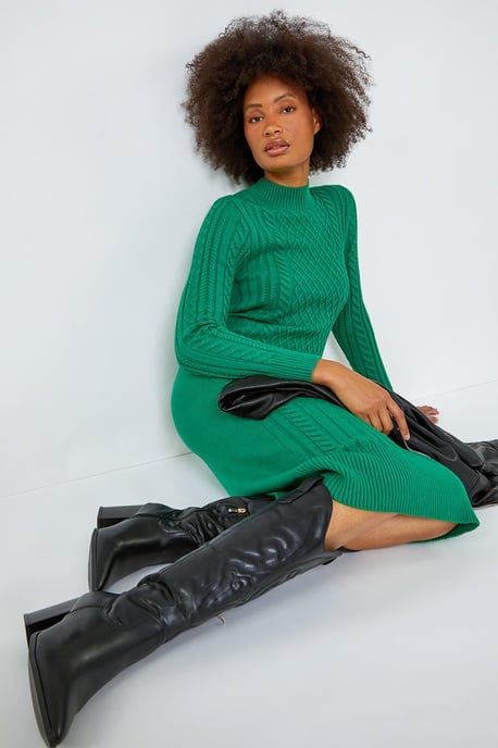 Cable Knit Midi Jumper Dress