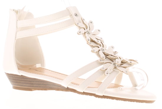 Platino Womens Gladiator Strappy Sandals Floella Zip white