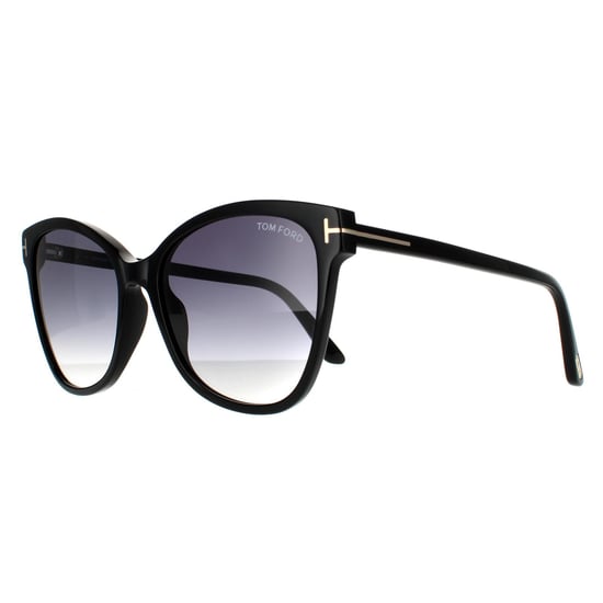 Tom Ford Cat Eye Womens Glänzend Schwarz Grau Gradient - Image 2