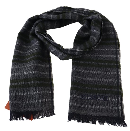Missoni Echarpe unisexe en laine grise rayée pour hommes, à porter sur le cou - Image 4