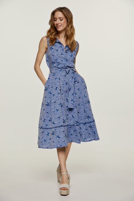 Indigoblaues Kleid mit Knopfleiste - Image 5