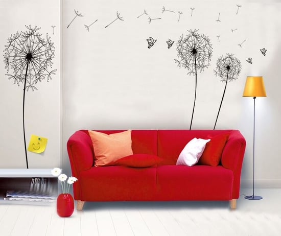 Huge Black Dandelion Wall Stickers, Kitchen, Bathroom, Living room, Self-adhesive, Decal, Decoration,DIY,  Flowers