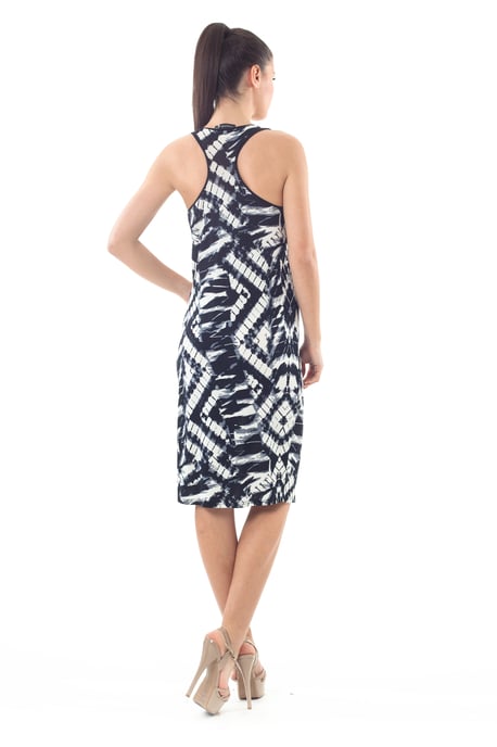 Sleeveless Allover Print Dress in Black