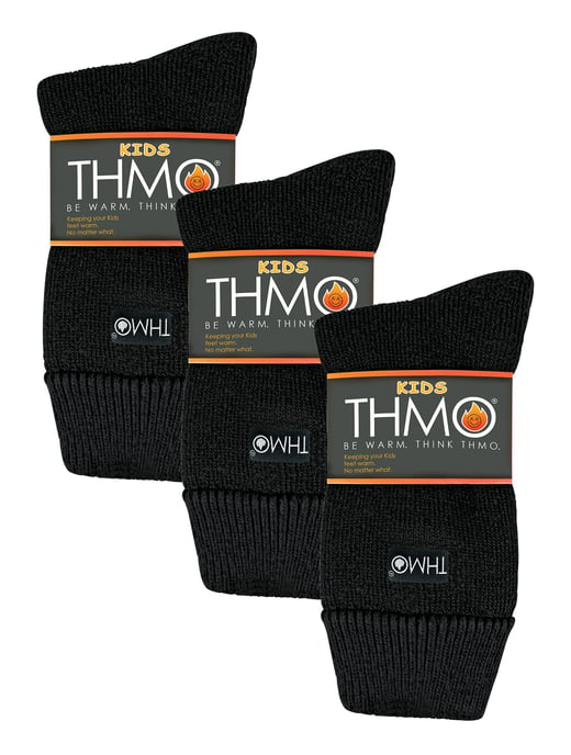 3 Paar Thermosocken für Kinder im Multipack | THMO | Gerippte, weiche Fleece-Flauschige Innensocken für Jungen und Mädchen, Schwarz - Image 2