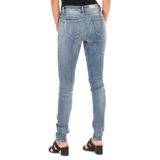 Long Denim Pants worn and torn effect 10DB50305 woman