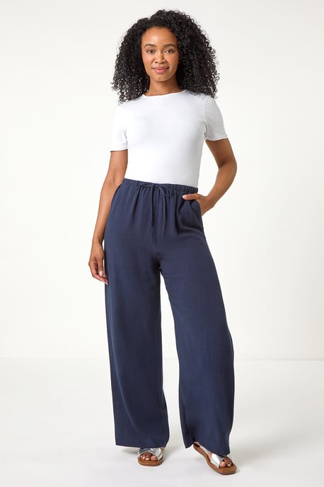 Petite Linen Mix Wide Leg Trouser - Image 2