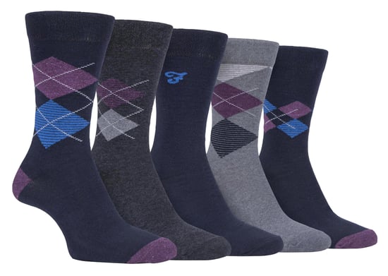 Farah - 5er-Pack dünne, atmungsaktive, klassische Argyle-Muster-Socken aus Baumwolle mit weichem Oberteil - FCS270NVYPUR (Argyle) - Image 1