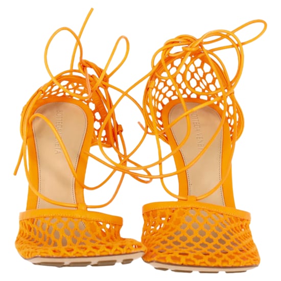 Bottega Veneta Stretch Schnürsandalen aus orangefarbenem Leder - Image 3