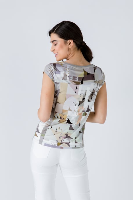 Fitted Print Top in Iron