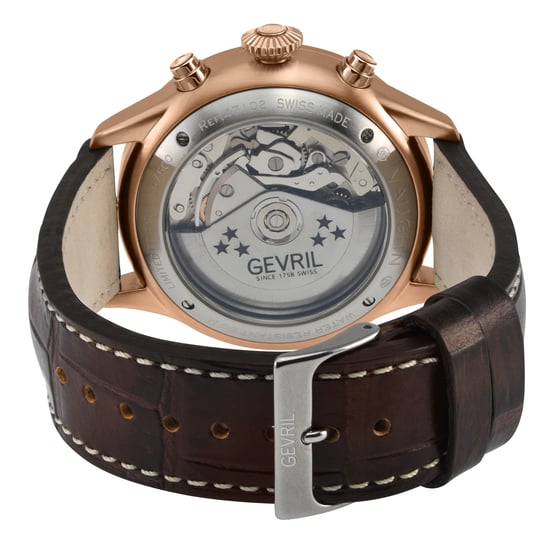 Gevril Vaughn Chronograph Brown Leather Swiss Automatic ETA 7750 Watch