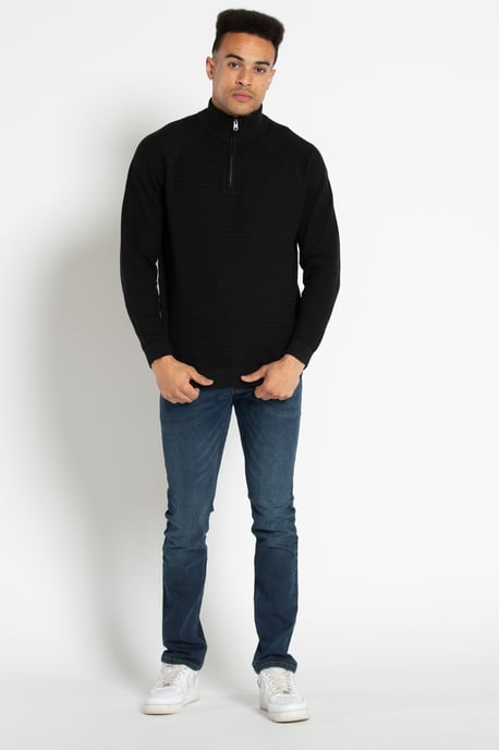 Recycled Cotton Blend 1/4 Zip Textured Jumper