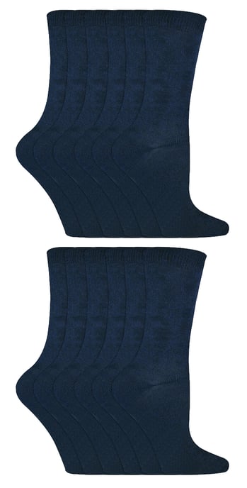 12 Paar Multipack Kinder Baumwolle bunte Casual Socken | Socken Snob | Plain Kleid Socken für Jungen & Mädchen - Navy - Image 1
