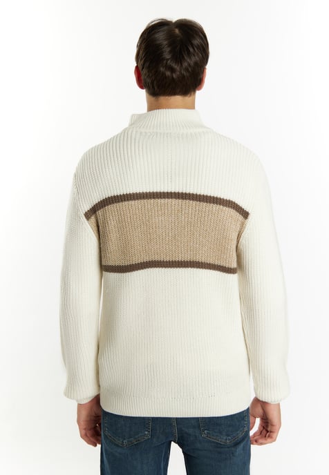 Mo Grobstrickpullover Herren Weiss Mehrfarbig - Image 4