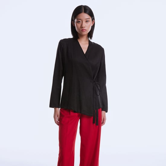 Satin-Wickelbluse - Image 4