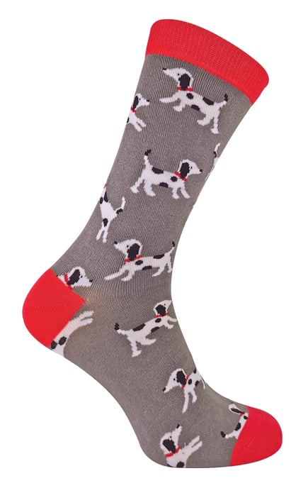 Mr. Heron - Homme Chaussettes Chien Motifs | Chaussettes Bambou Fantaisie - Dalmatiens (Charbon De Bois) - Image 1