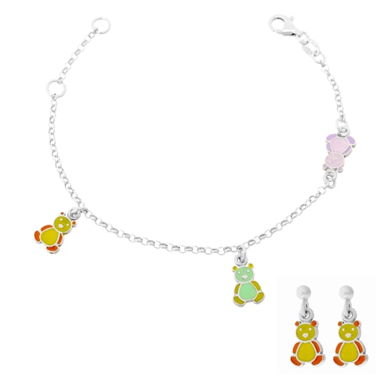 Orphelia 'Bär' Kinder-Set aus 925er Sterlingsilber: Armband + Ohrringe - Silber SET-7140/YE - Image 1