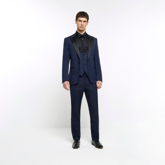 River Island Mens Waistcoat Navy Slim Fit Tuxedo