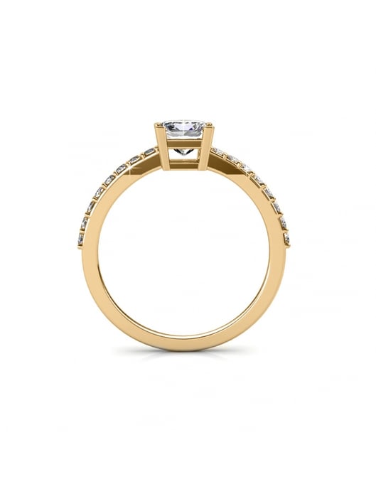 Einfacher quadratischer Ring - Gold und Kristall - Image 5
