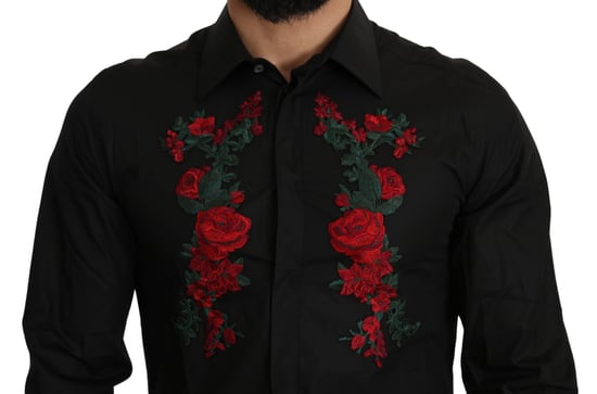 Dolce & Gabbana Elegantes Floralgesticktes Baumwollhemd für Herren - Image 4