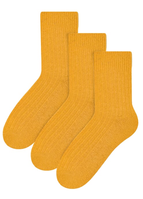 3 Paar Wollsocken für Damen | Steven | Atmungsaktive gepolsterte Damensocken Gelb - Image 1