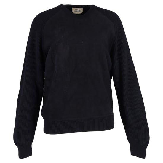 Hermès Geprägter Druck Strickpullover aus schwarzer Wolle - Image 1