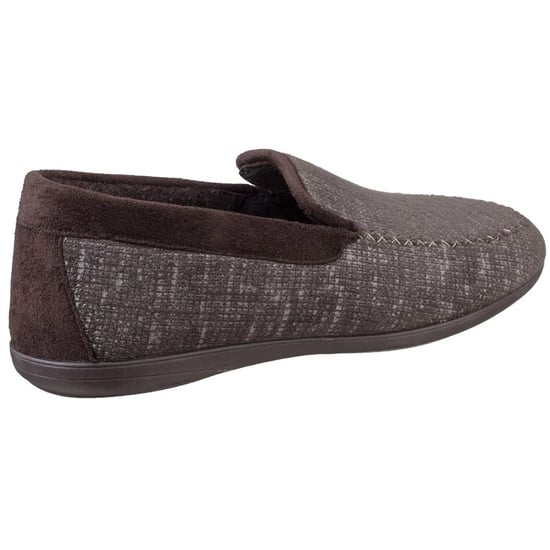 Cotswold Mens Stanley Moc Toe Full Slipper (Brown)