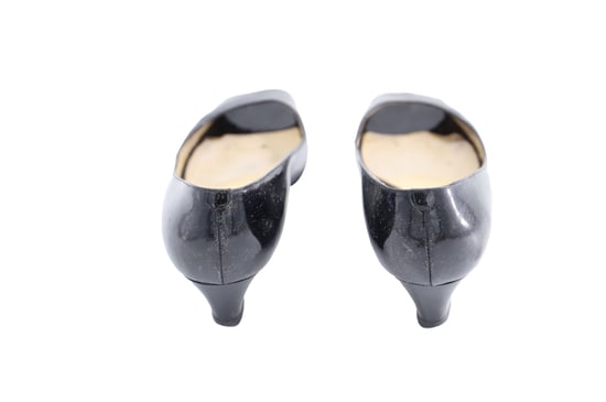 Jimmy Choo 'Baxen' Peeptoe-Wedges aus schwarzem Lackleder - Image 4