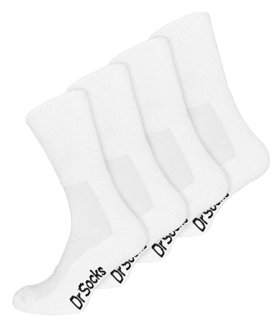 4 Paar Multipack Herren Bambus diabetische Socken | Dr.Socken | Nicht elastische extra breite diabetische Socken für geschwollene Füße - Weiß - Image 1