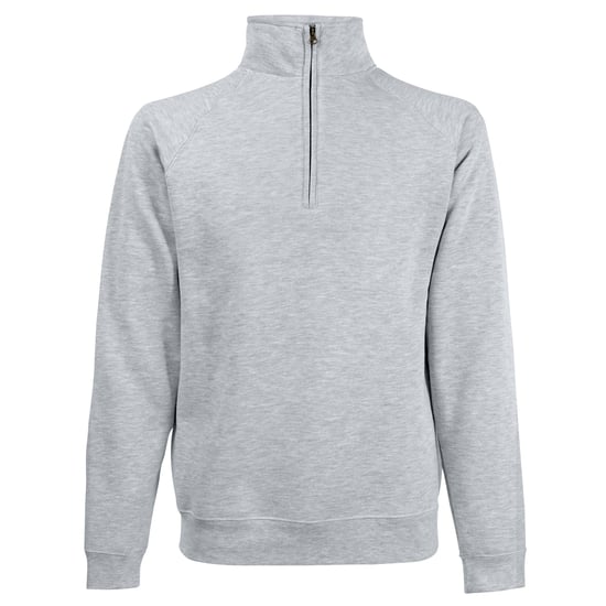 Fruit Of The Loom Herren Premium 70/30 Zip Neck Sweatshirt (Heather Grey) - Image 1