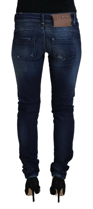 Acht Blaue Baumwolle Niedrige Taille Slim Fit Damen Freizeit Denim Damen Jeans - Image 3