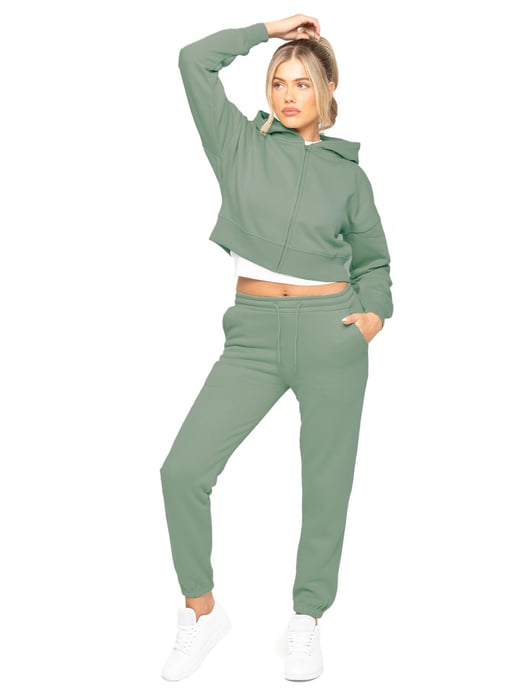 Enzo | Womens Crop Zip Hoodie Trainingsanzug Set - Image 3