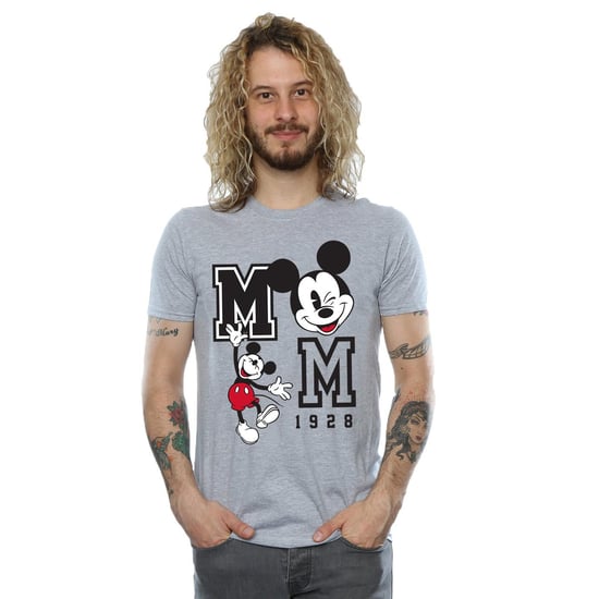 Disney Mens Jump And Wink Mickey Mouse T-Shirt (Sports Grey)