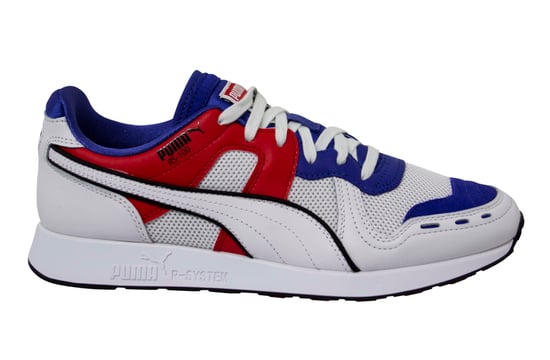 Puma RS-100 Sound White Leather Lace Up Mens Running Trainers 368025 01