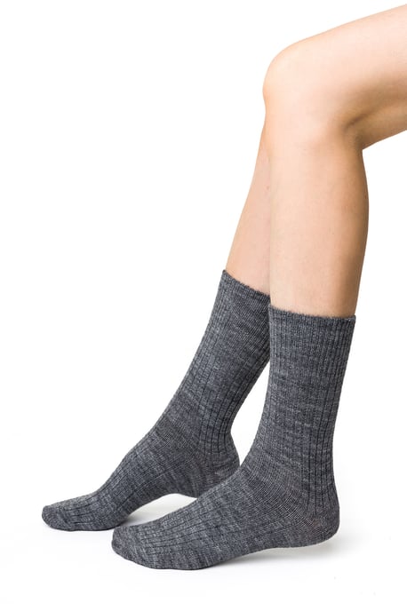 Damen Alpaka Socken für den Winter | Steven | Damen Crew Boot Socken - Grau - Image 2