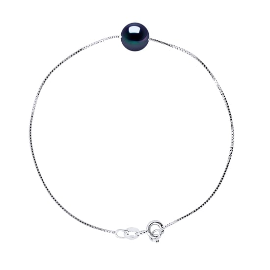 DIADEMA - Bracelet - Real Freshwater Pearls - Black - White Gold