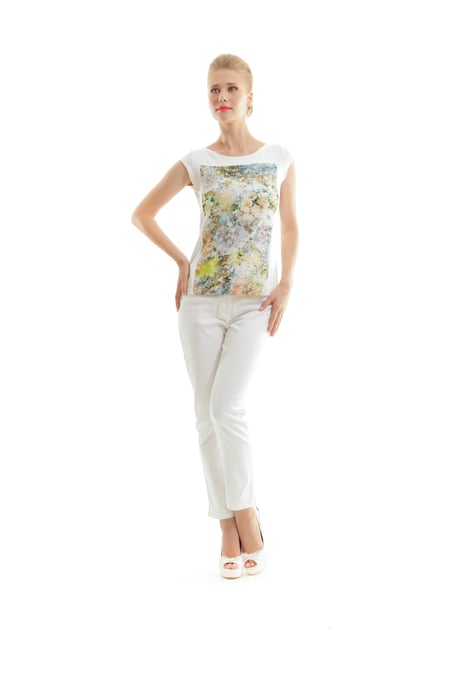 Floral Print Boat Neck Top