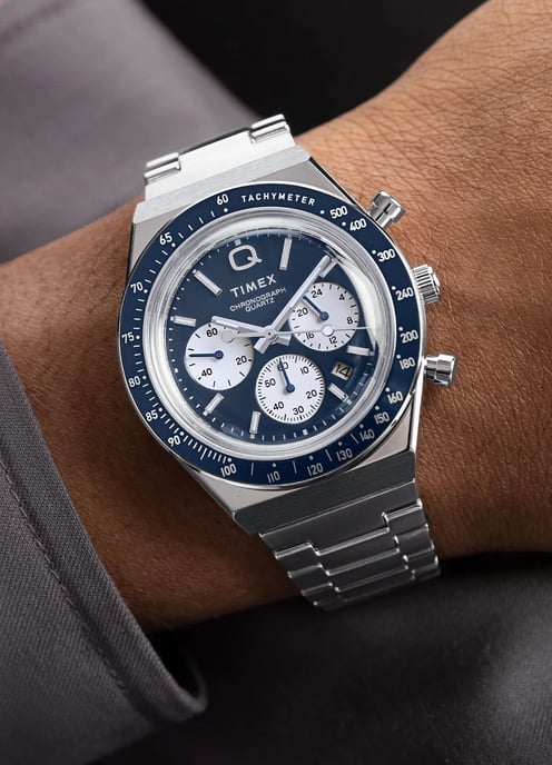 Timex Q Diver Chrono Herren Silber Uhr TW2W51600 - Image 6