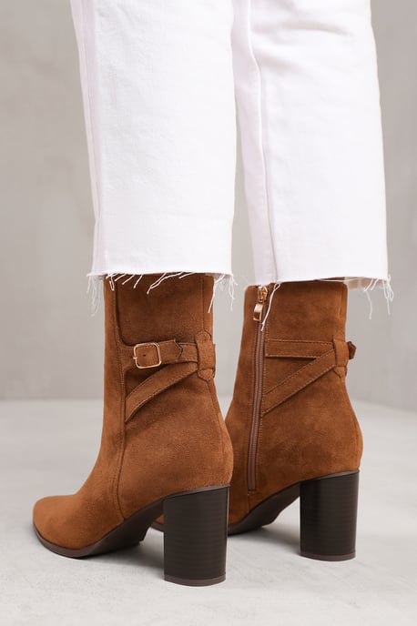 Where's That From Womens 'North' Wide Fit Block Heel Boot With Buckle Detail