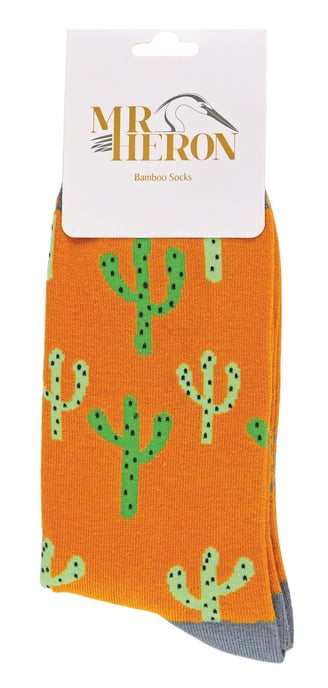 Herren Kaktus Socken | Herr Heron | Neuheit bunte lustige Pflanze gedruckt Bambus Socken | Fancy Weihnachtsgeschenk für ihn - Kaktus (Senf) - Image 2