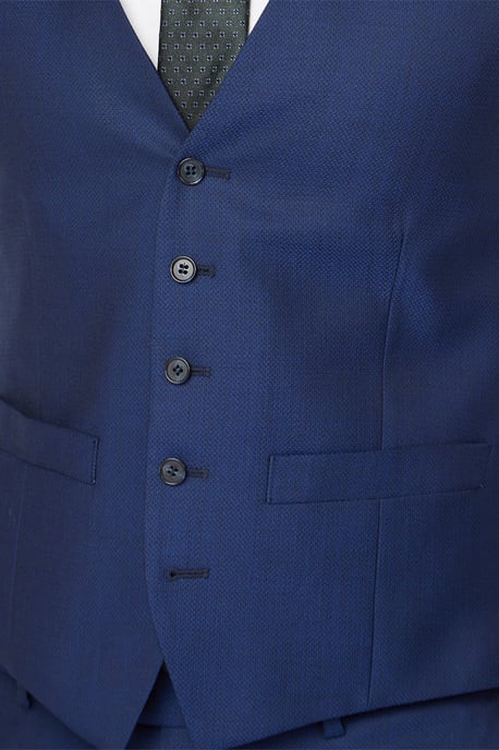 Blue Texture Tailored Fit Waistcoat - Image 3