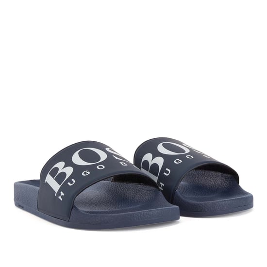 Men's Boss Solar Slide Logo Sandals in Dark Blue - Image 2